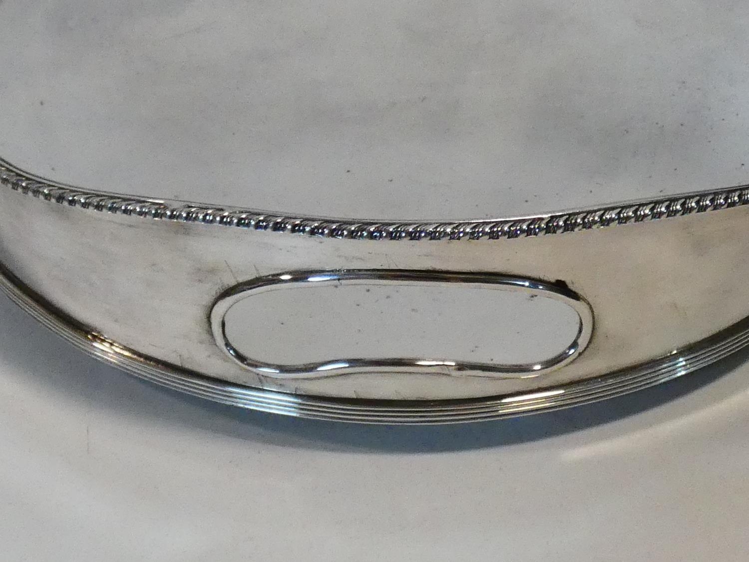 A silver plated twin handled galleried tray along with a silver plated comport with pierced - Image 7 of 7