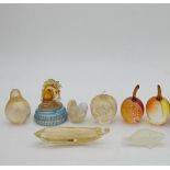 A collection of glass paperweights including Isle of Wight, Kosta Boda and a Haveland opaque glass