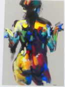 A framed and glazed watercolour and gouache by British artist Ian Cook of a female model from