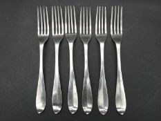 A set of six Dutch silver forks with engraved monograms. Hallmarked for 1838. L.20cm (Weight 291g)