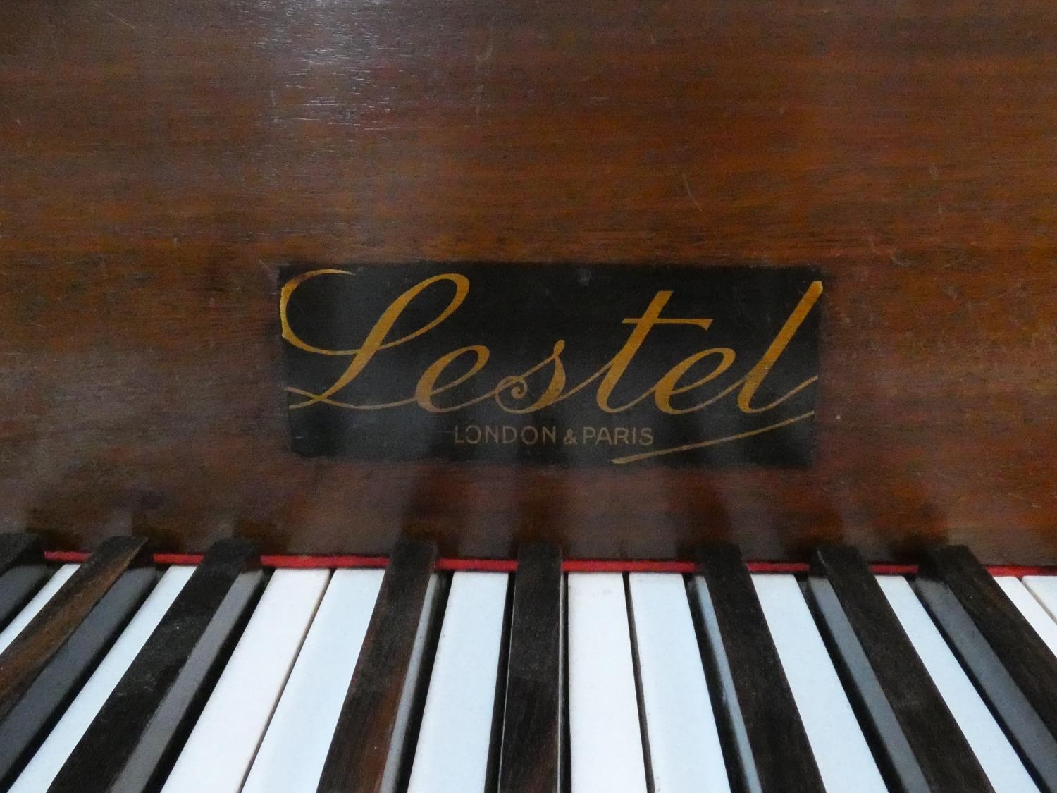 A 'Lestel' of London mahogany cased boudoir baby grand piano, metal framed, raised on square - Image 2 of 16