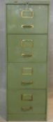 A vintage Roneo enamel painted four drawer filing cabinet with brass fittings and makers plaque. H.