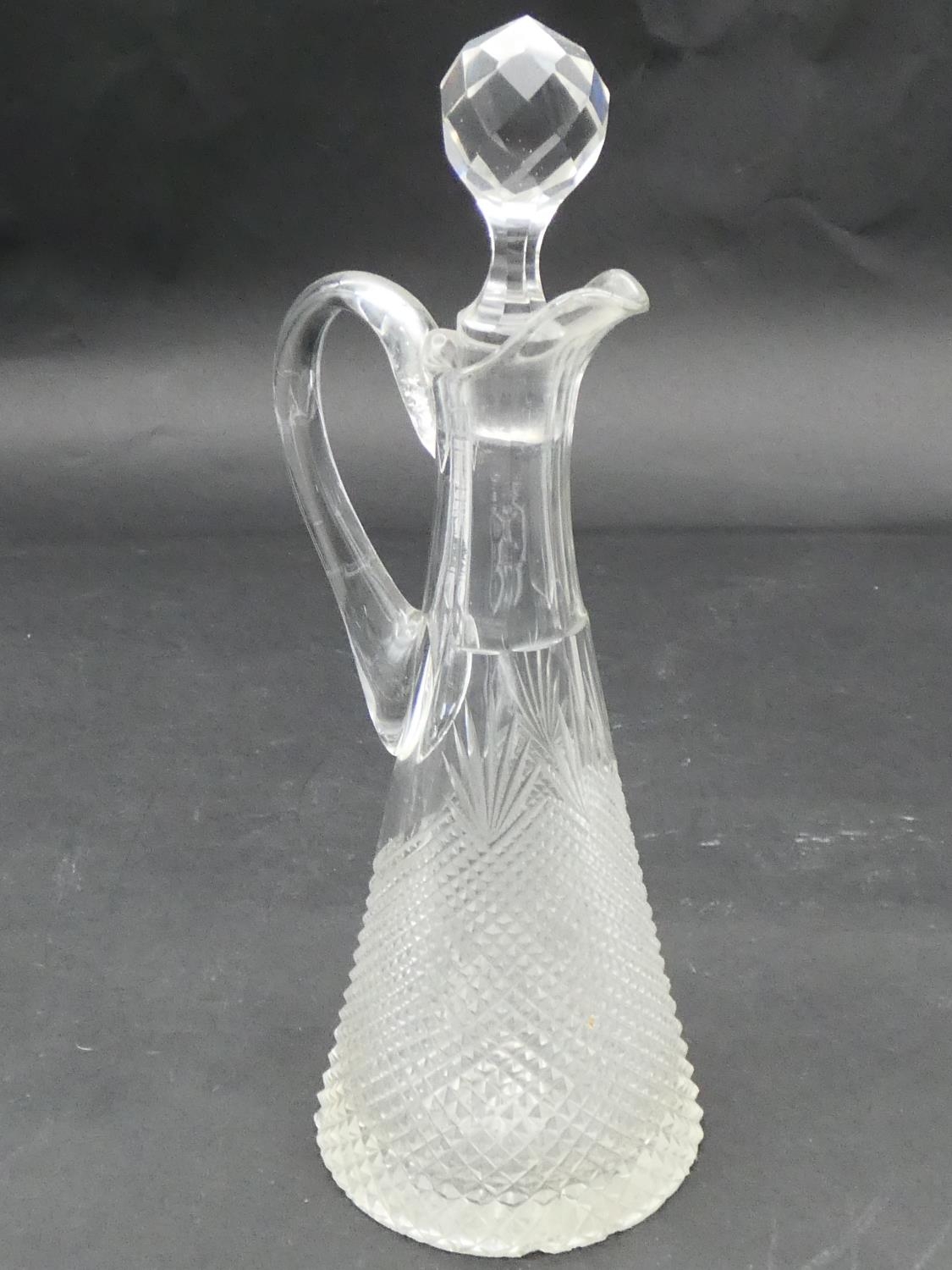 A collection of antique hand cut crystal glassware. Including two handled decanters, five - Image 23 of 30