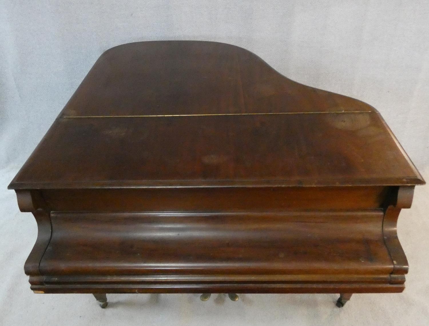 A 'Lestel' of London mahogany cased boudoir baby grand piano, metal framed, raised on square - Image 8 of 16