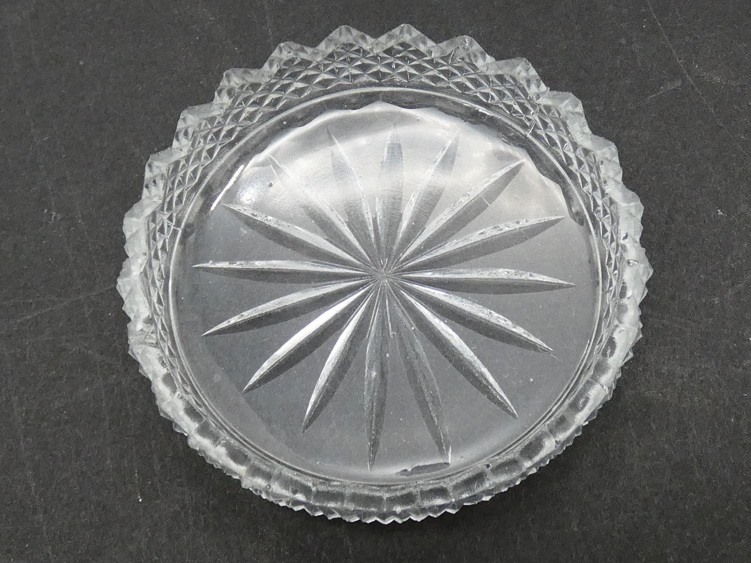 A collection of antique cut glassware. Including a cut crystal stemmed bonbon dish with floral - Image 5 of 19