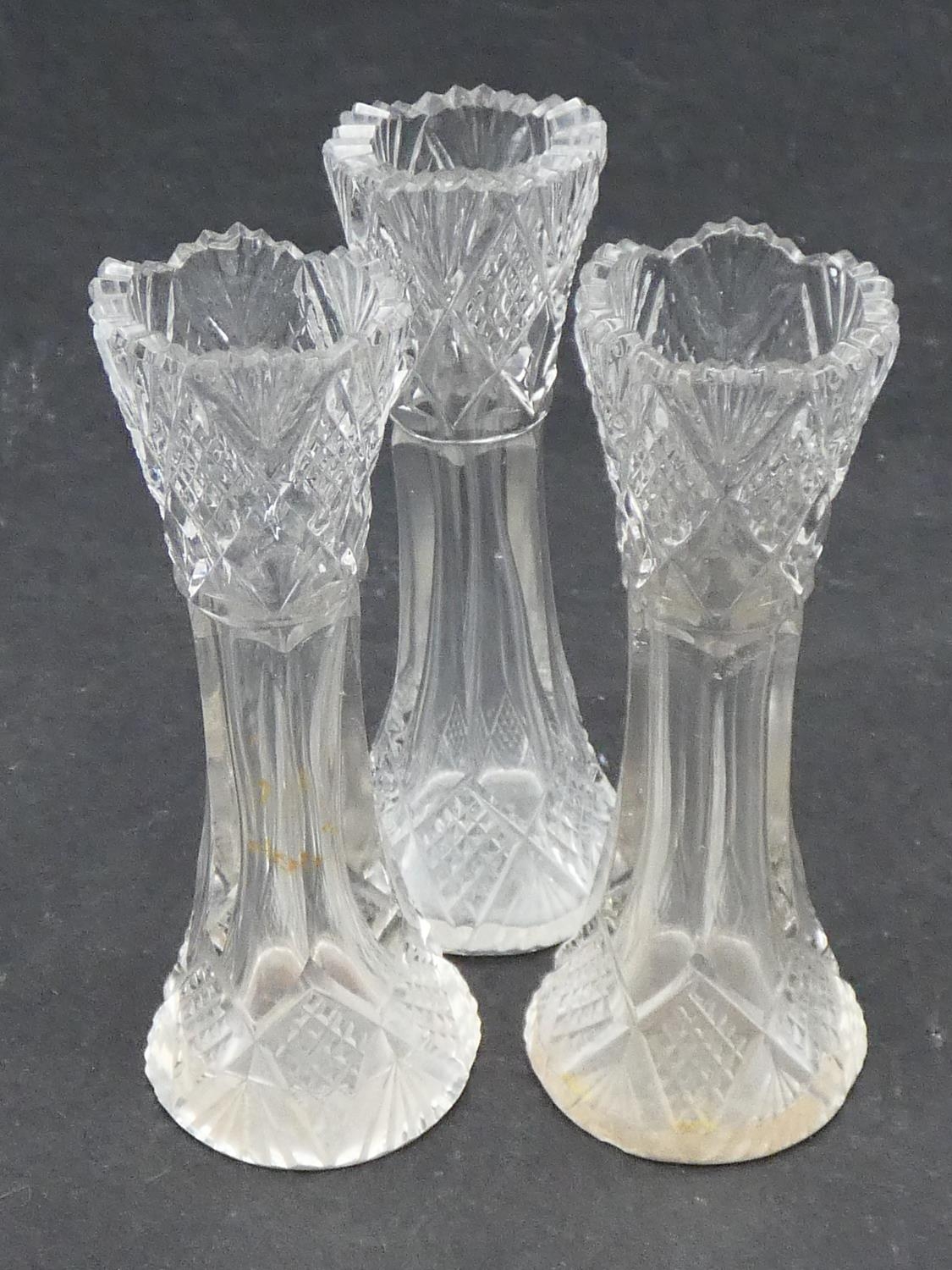 A collection of antique cut glassware. Including a cut crystal stemmed bonbon dish with floral - Image 17 of 19