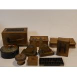 A miscellaneous collection of treen and other wooden items, to include boxes, an old abacus, pelican