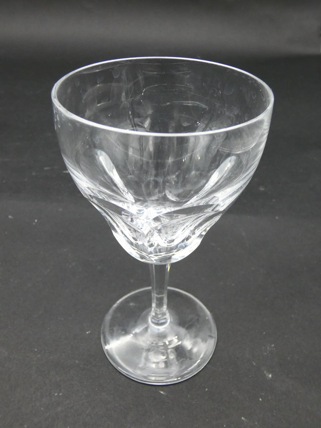 Eleven cut crystal sherry glasses with faceted petal design. H.15cm - Image 4 of 7