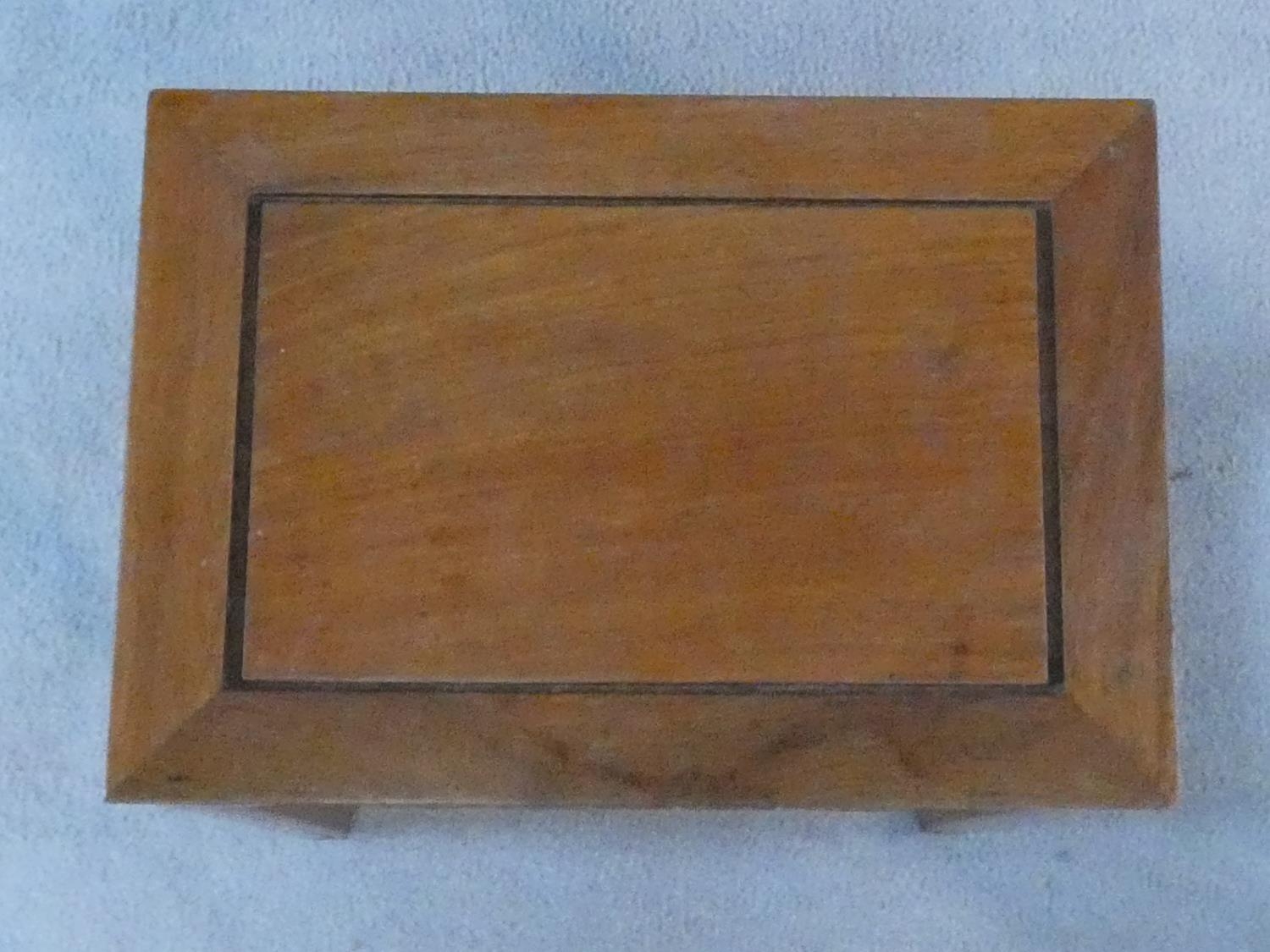 A nest of four Chinese hardwood graduating occasional tables with carved frieze on shaped - Image 7 of 22
