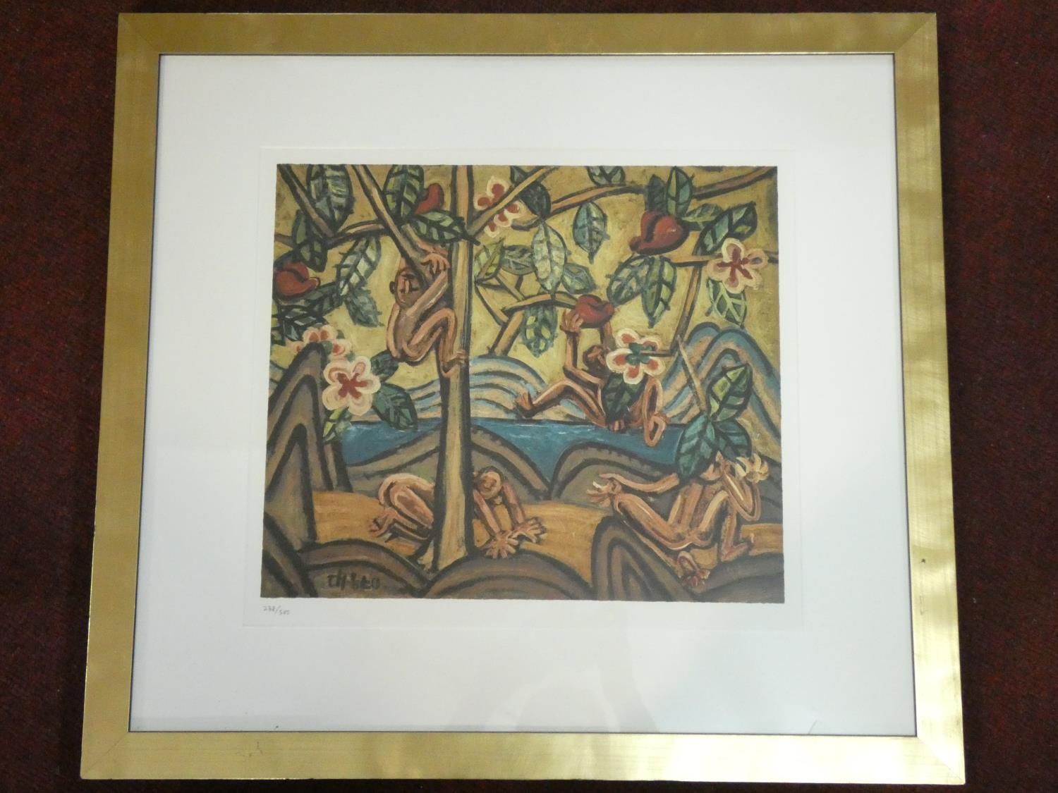 A framed and glazed signed print by Korean artist Lee Jeung Seob (1916-1956). Edition 238/500, - Image 2 of 7