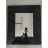 A contemporary wall mirror in broad royal blue coloured glass mosaic frame. 70x60cm