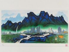 A framed and glazed limited edition signed print by Korean Artist (Kim Ki Chang 1914 - 2001), titled