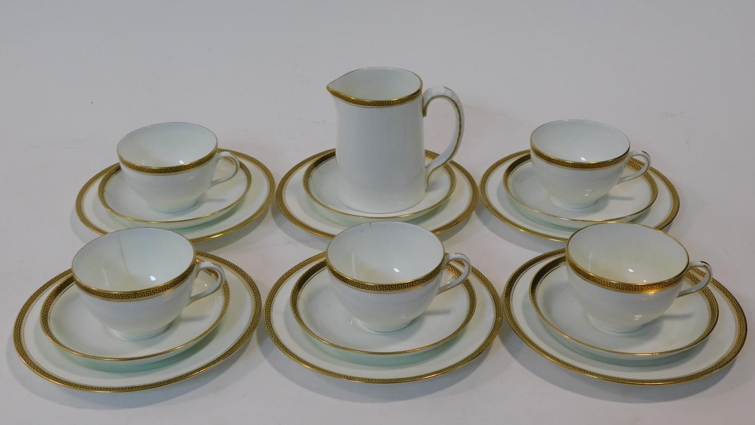 A Hammersly & Co gilded porcelain part five person coffee set. Decorated with a black and gold - Image 2 of 10