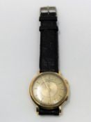 A vintage 18ct Jaeger Le Coultre automatic Memovox alarm gentleman's wristwatch, batons and a