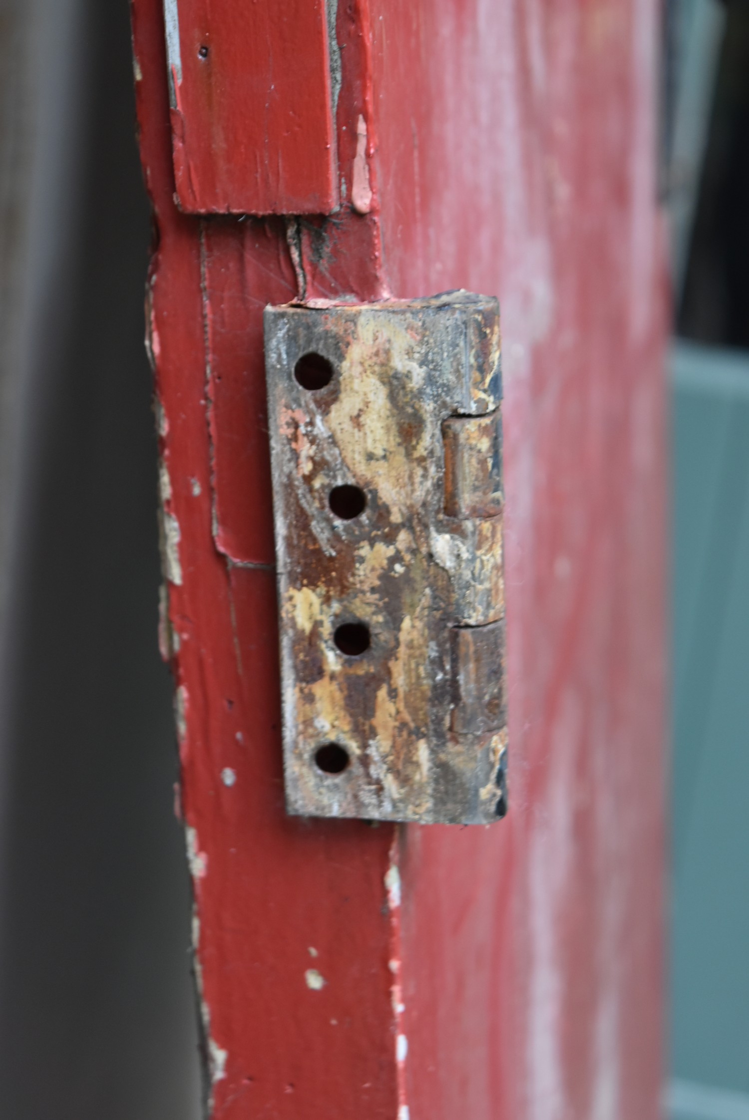 A pair of late 19th century arched and painted chapel doors with original iron handle. H.255xW.106cm - Image 4 of 4