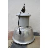 A large industrial aluminium and metal spotlight shade and fittings. H. 80cm