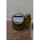 A 19th century brass binnacle compass with gimbal mount and oil lamp attached. H.30cm