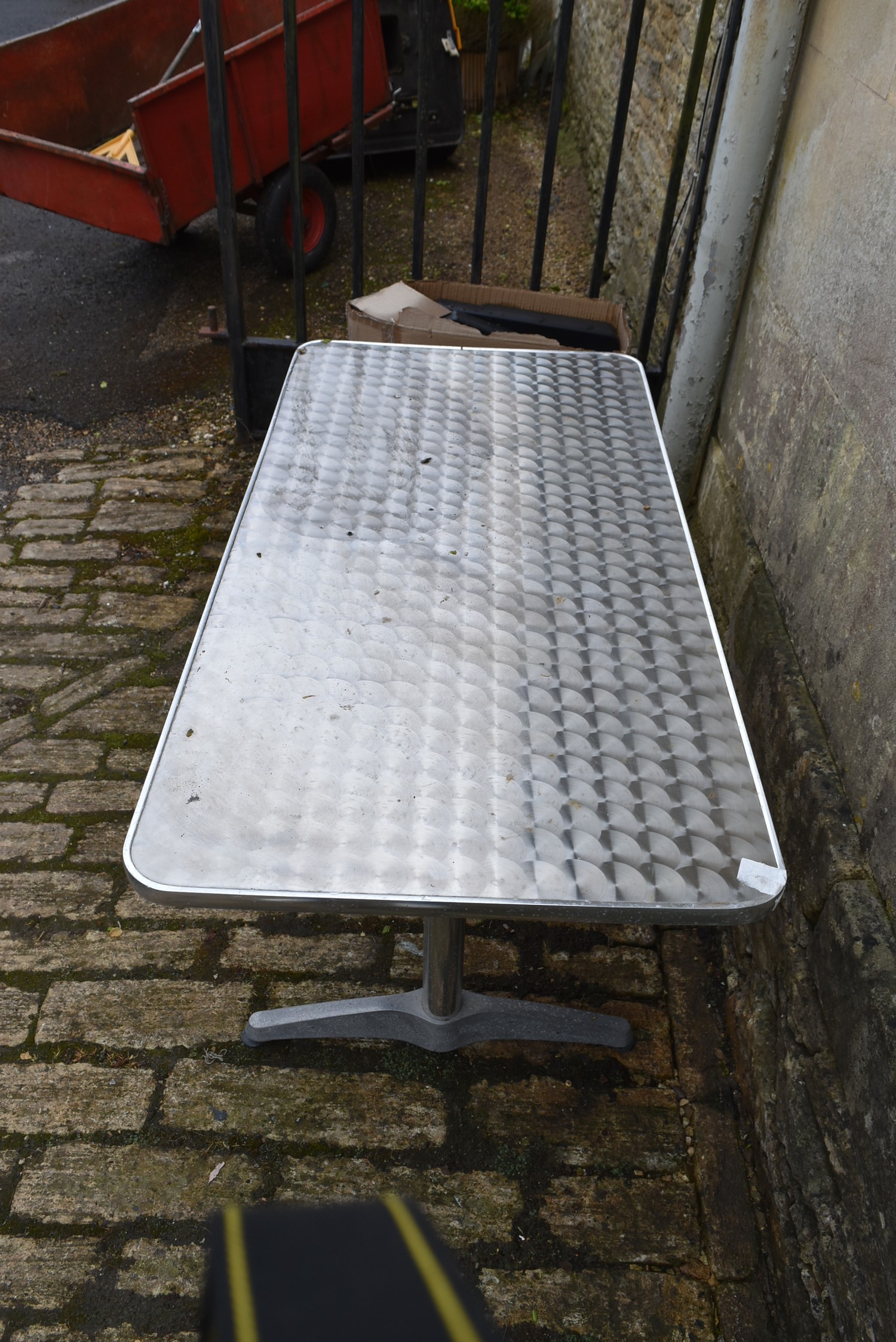 A chrome framed cafe table. H.80xW.105cm - Image 3 of 4