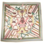 A Hermes Shawl Duo d'Etriers Off White/Aqua/Pink, 70% Cashmere, 30% Silk. Stamp Date 2017, 140cm x