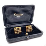 A pair of Vintage Kutchinsky pave set Sapphire Cufflinks mounted in 18ct yellow gold. Kutchinsky,