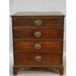 A small Georgian mahogany chest of four drawers on shaped bracket feet. H.73 W.61 D.53cm