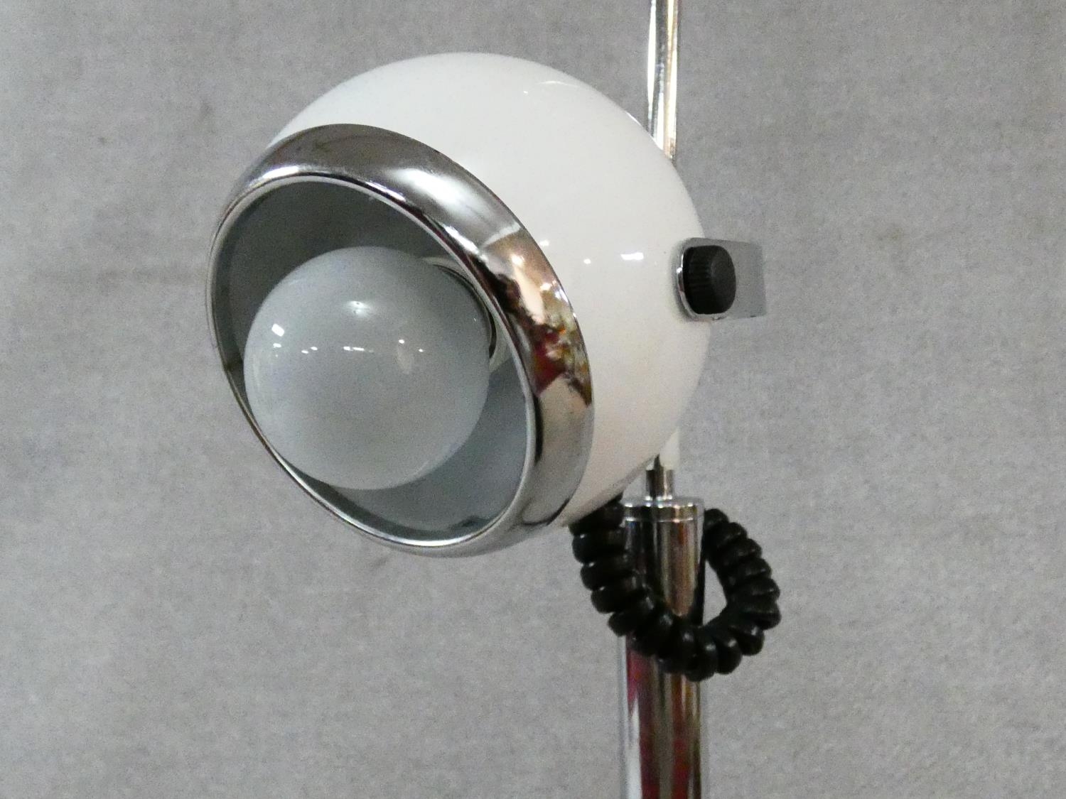 A vintage style chrome standard lamp fitted with two adjustable spotlights. H.147cm - Image 3 of 6