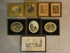 A collection of eight 19th century and later framed and glazed prints, various subjects. H.26 W.42cm