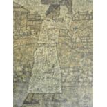 A framed and glazed signed print by Korean Painter Park Soo-Keun (1914?1965), titled 'Woman with