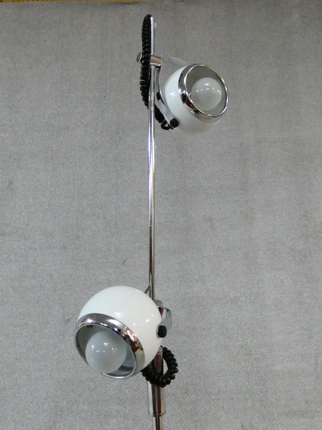 A vintage style chrome standard lamp fitted with two adjustable spotlights. H.147cm - Image 5 of 6