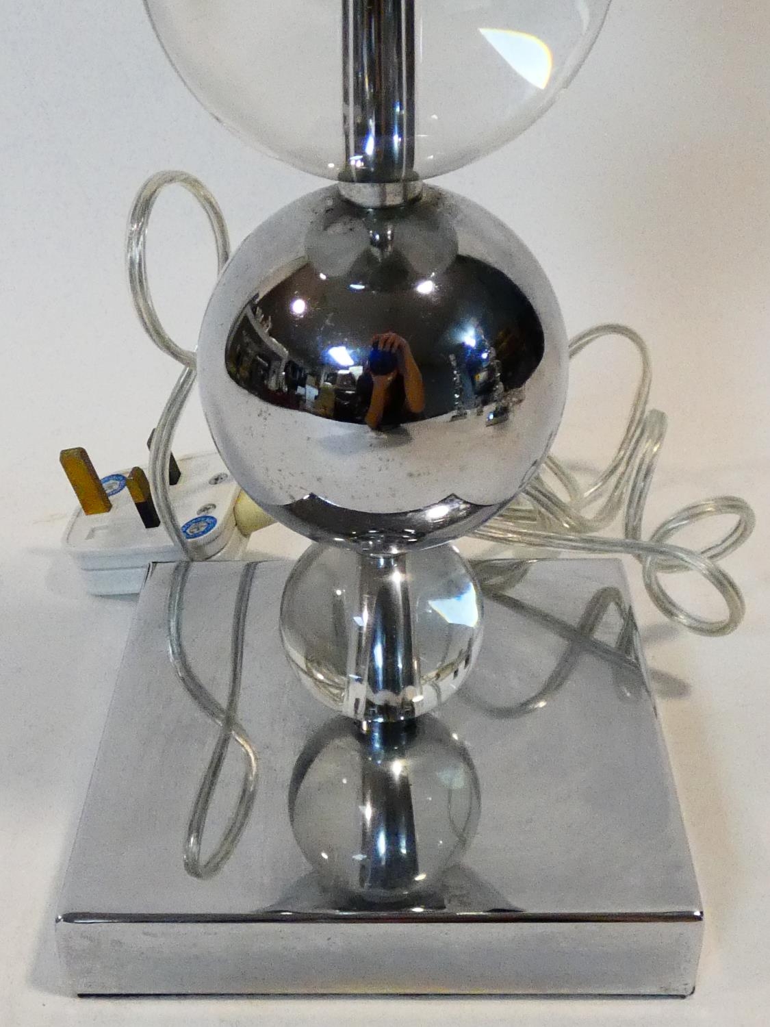 A set of three chrome and bubble glass table lamp bases. H.50cm - Image 3 of 9
