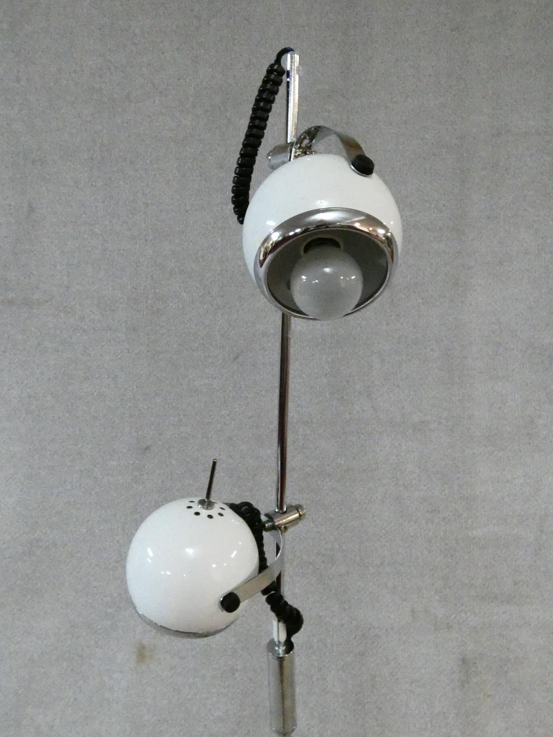 A vintage style chrome standard lamp fitted with two adjustable spotlights. H.147cm - Image 6 of 6