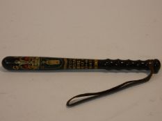 A George V painted and gilded police truncheon. Inscribed 'Special Constable during the War 1914-