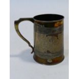 A silver ribbed design tankard. Hallmarked: EH for William Hutton & Sons, Sheffield, 1883. Weight