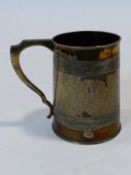 A silver ribbed design tankard. Hallmarked: EH for William Hutton & Sons, Sheffield, 1883. Weight