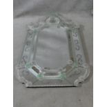 A Venetian style Murano glass pier mirror with all over etched and floral and spiral twist applied