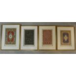 Four 19th century framed and glazed hand coloured plates of various carpet designs. Incuding