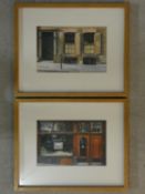 Damon Bell (B.1961), a pair of framed and glazed watercolours, shop fronts, Spitalfields and