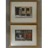 Damon Bell (B.1961), a pair of framed and glazed watercolours, shop fronts, Spitalfields and