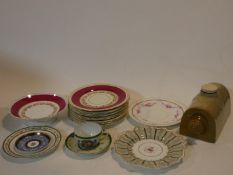 A miscellaneous collection of various 19th century porcelain to include hand painted plates etc