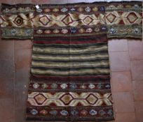 A Persian Mafrash Kilim, geometric and banded weave. L.137xW.93cm (longest 173cm)