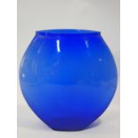 A large vintage royal blue art glass vase. H.39 L.40 W.18cm