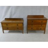 A pair of mid century oak bedroom chests, one with two drawers and the other with three. H.83xW.