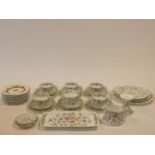 A hand painted Minton Haddon Hall pattern tea set and a set of Meakin floral design cake plates.
