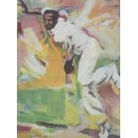 Of cricket interest, a framed and glazed limited edition print by David Skinner of Gary Sobers