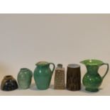 A miscellaneous collection of various Art Pottery jugs and vases. H.20cm (tallest)