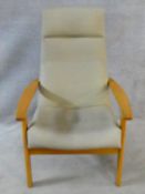 A vintage Parker Knoll, model PK 1067-70 from 1968, beech framed lounge chair. H.102cm