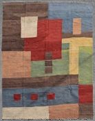 A Kilim of abstract polychrome geometric design. L.299xW.236cm