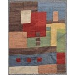 A Kilim of abstract polychrome geometric design. L.299xW.236cm