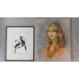 A framed and glazed watercolour of a pair of Hornbills on a branch, signed R J Duckett along with an