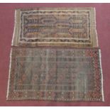 An Eastern rug with pale burgundy ground and another similar. H.162xW.91cm